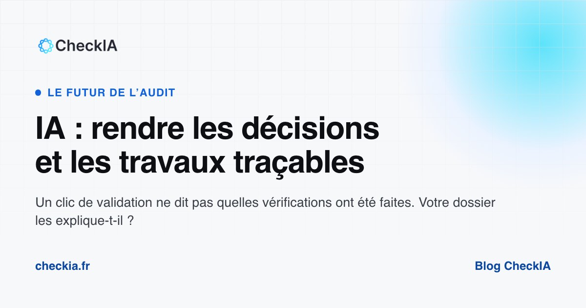 Piste d'audit des décisions humaines et de l'IA : proposition, validation, modification